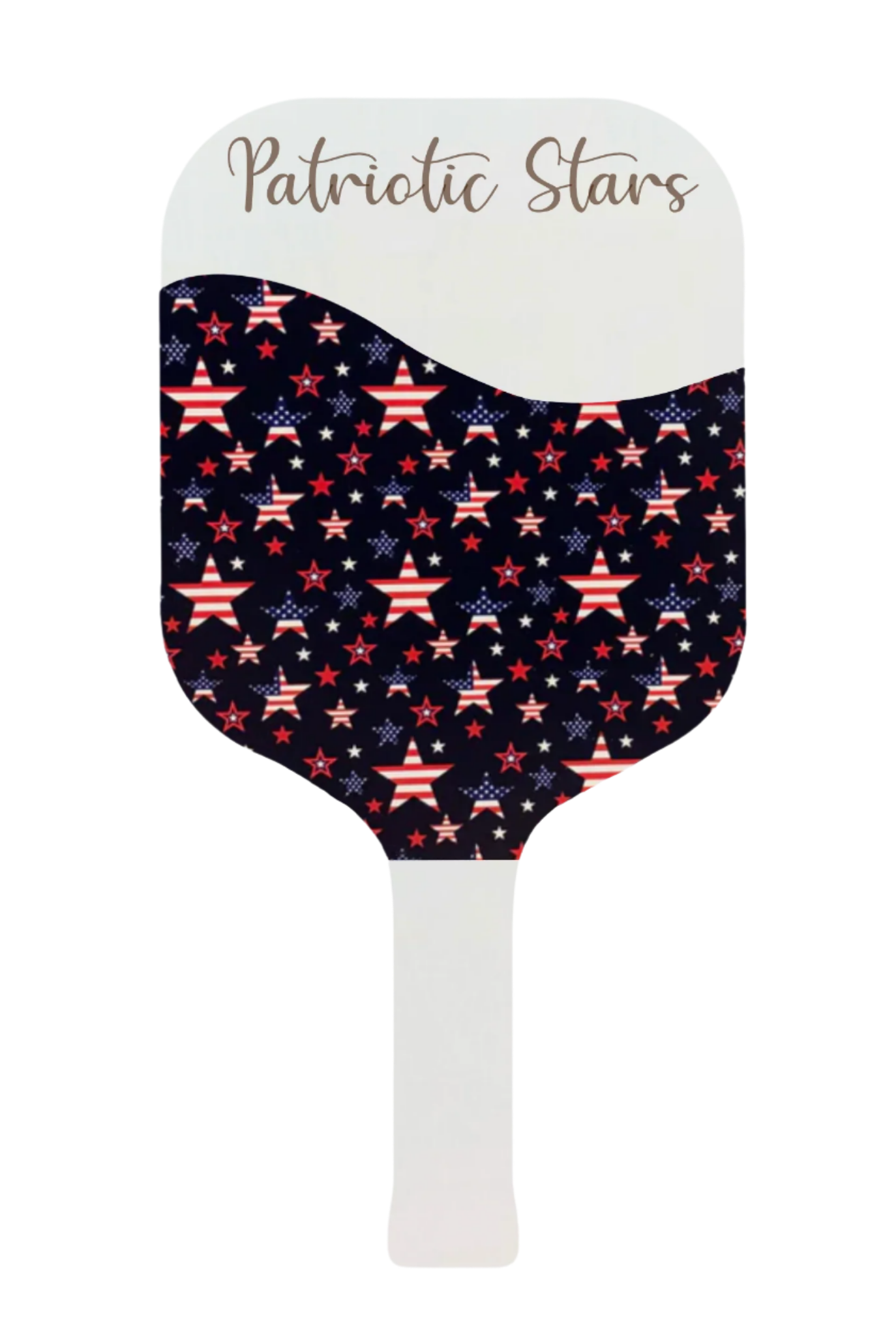 Paddle with patriotic star pattern on a white background