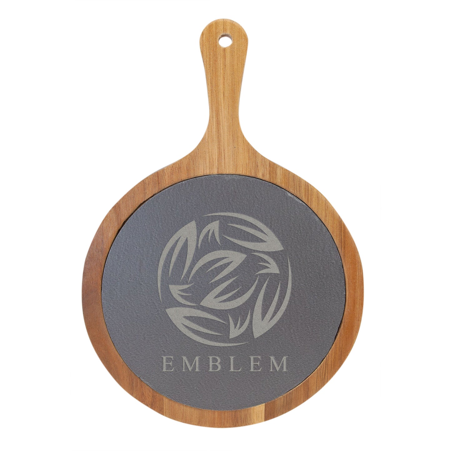 Acacia Wood and Slate Round Serving Board
