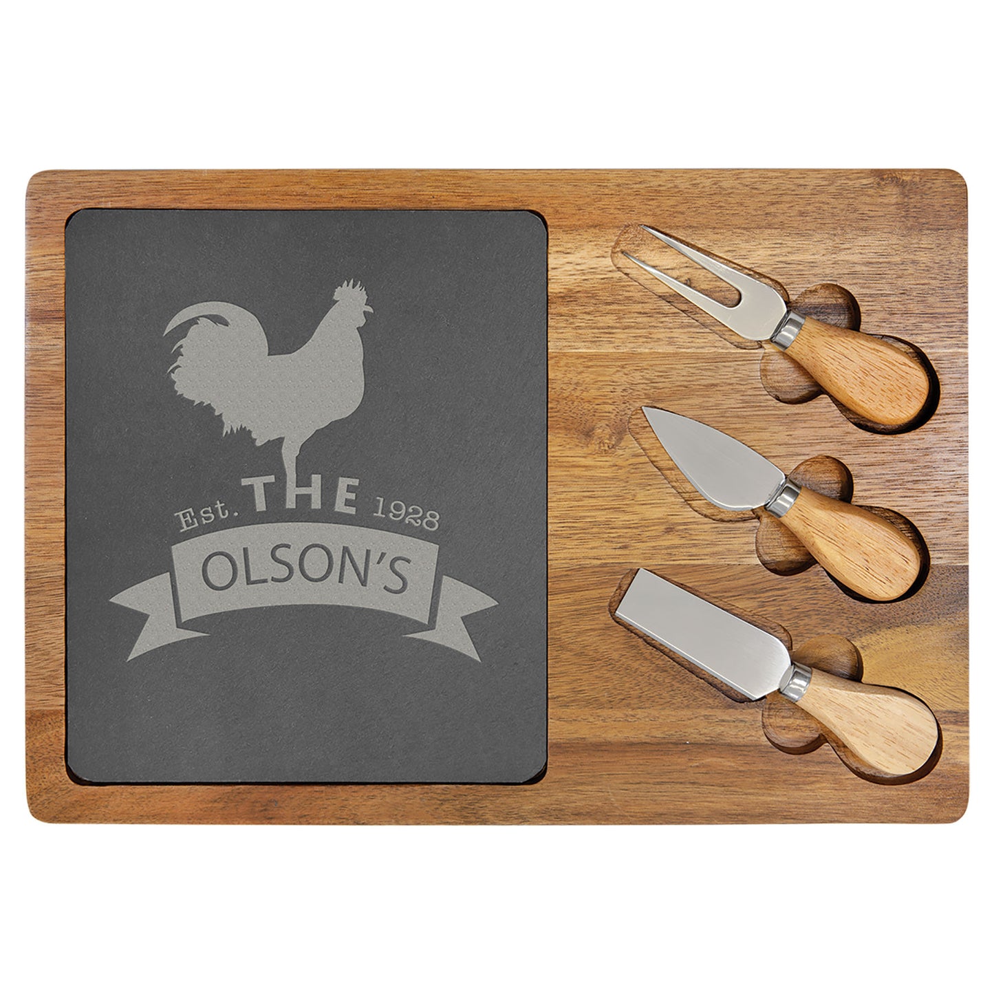 Acacia Wood and Slate Cutting Board