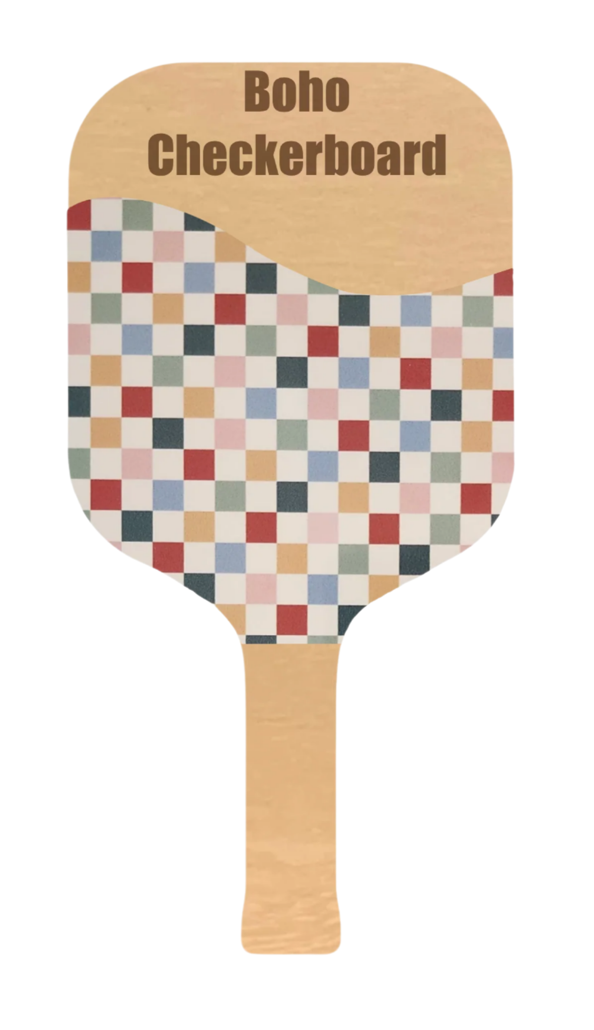 Boho Checkerboard on Birch Wood  Pickleball Paddle Open Playce Saver