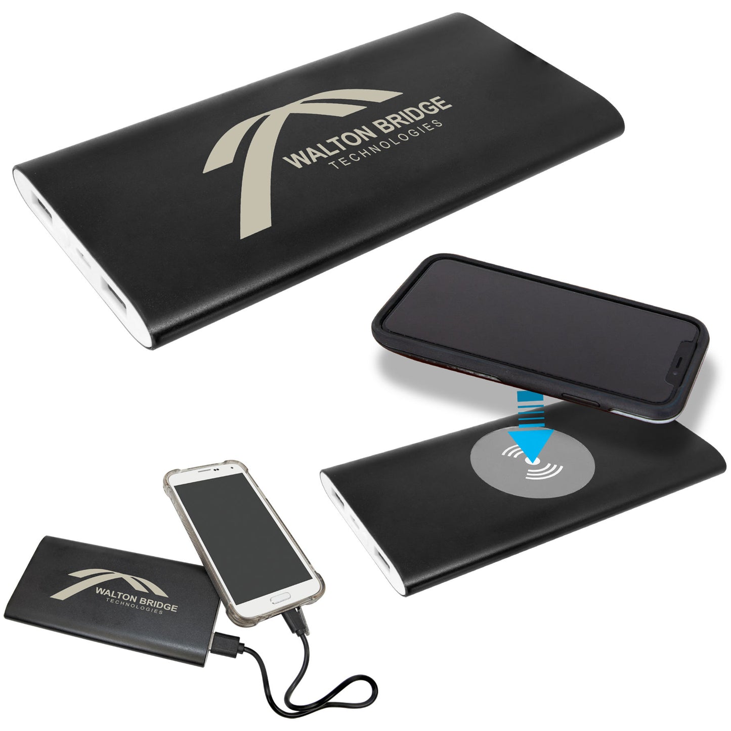 Wireless Power Bank Plug-in or Wireless Charging